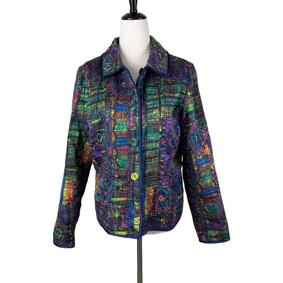 Chicos Quilted Button Up Reversible Lightweight Jacket - Picture 1 of 13